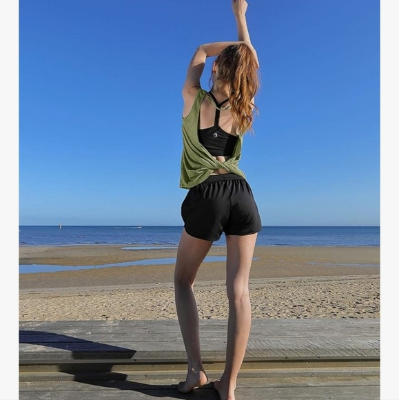 Icyzone Green Twist Backless Athletic Work Out Tank Top Womens Medium - Picture 6 of 10